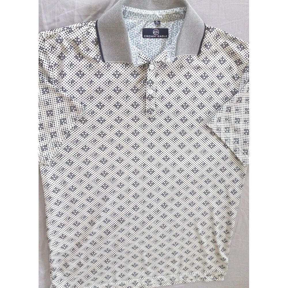 Crown Eagle Men's Short Sleeve Polo Shirt‎ Performance XL Polka Dot Blue Spandex
